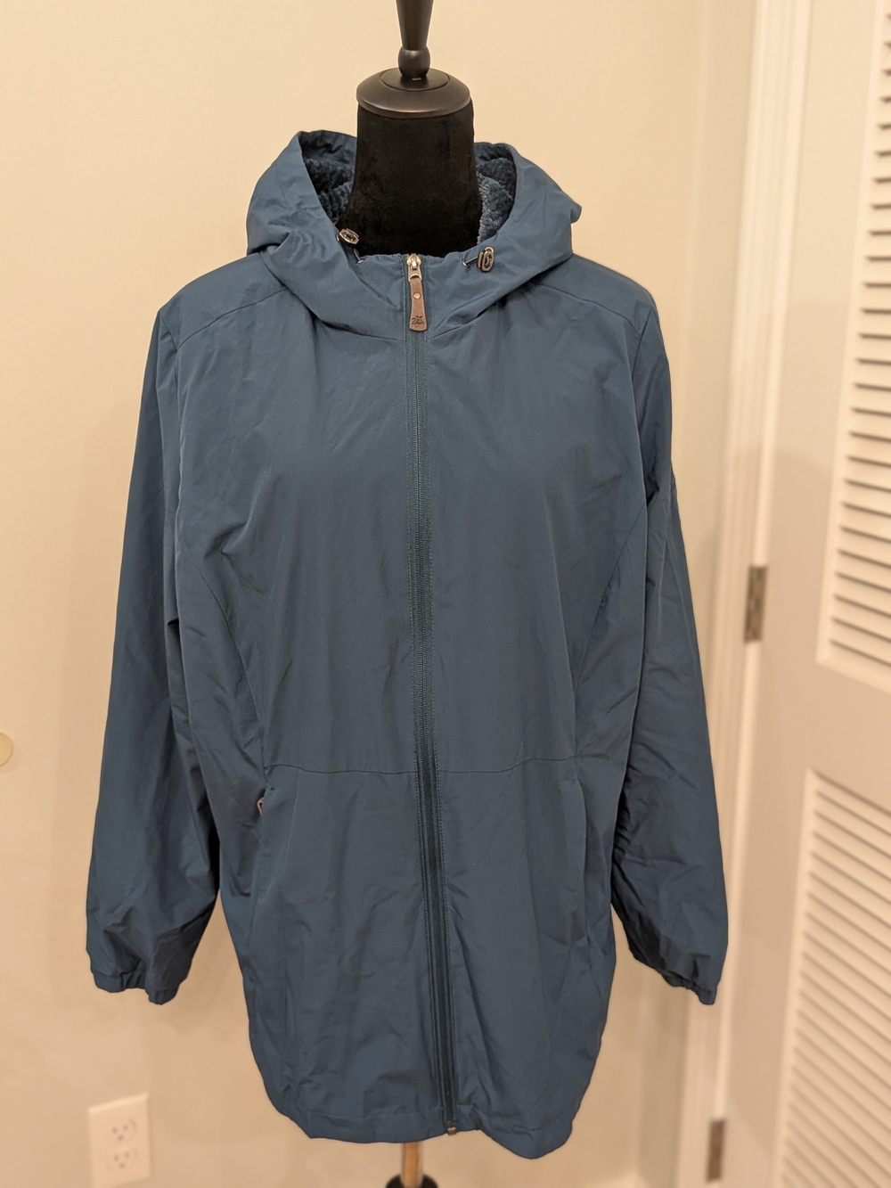 Xeroxposur Women's Hooded Lightweight Zip-Front Jacket - Slate Blue Size XL/XG